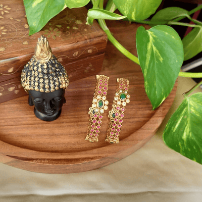 Floral Ruby Emeral Bangles