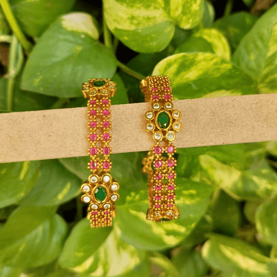 Floral Ruby Emeral Bangles
