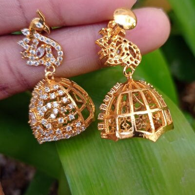 White Peacock Shaped Jhumkas