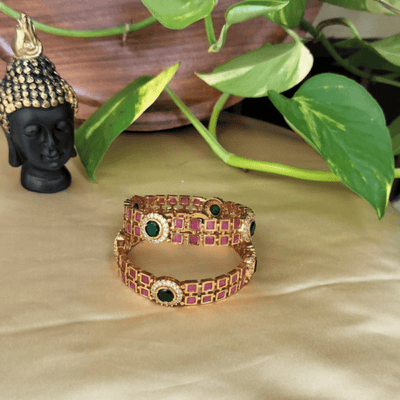 Ruby Emerald American Diamond Brick Bangle