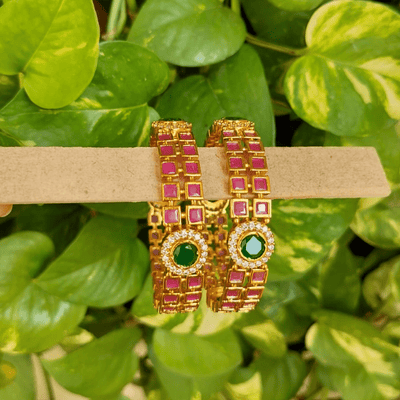 Ruby Emerald American Diamond Brick Bangle