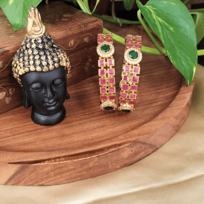 Ruby Emerald American Diamond Brick Bangle