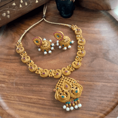 Peacock Matt Necklace Jewelry