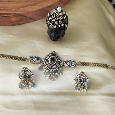 Victorian Mozzanite Peacock Choker