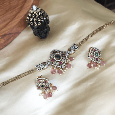 Victorian Mozzanite Peacock Choker