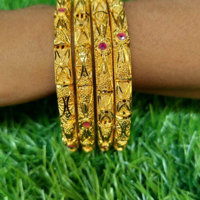 Gold Plated Red Stone Bangle