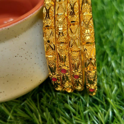 Gold Plated Red Stone Bangle