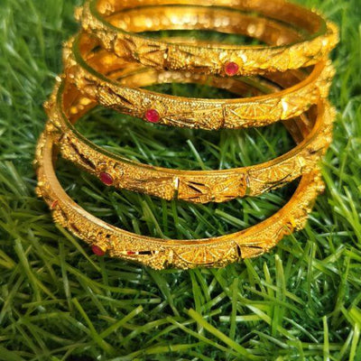 Gold Plated Red Stone Bangle