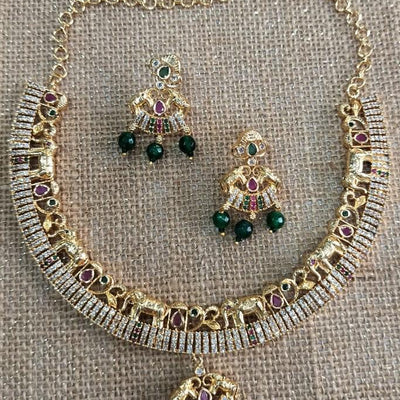 Elephant Motif CZ Necklace