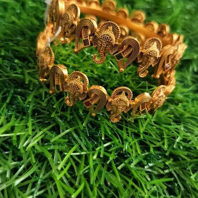 Designer Antique Gold Plated Ganesha Bangles