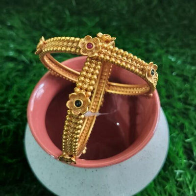 Floral Design Gold Plated Bangle