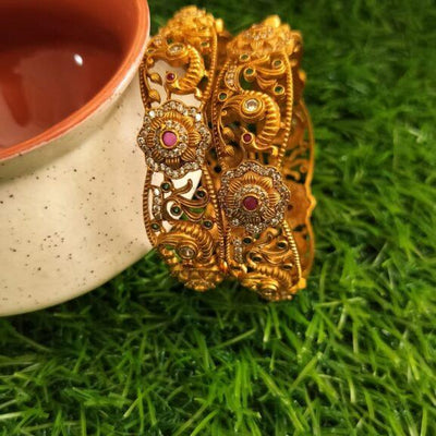 Oval Shape Designer Bangle With Ruby Stone