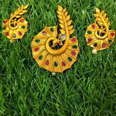 Matte Gold Peacock Design Pendant
