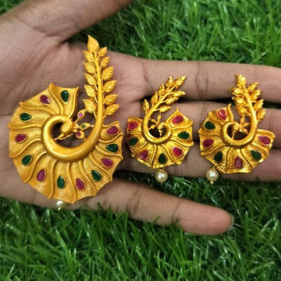 Matte Gold Peacock Design Pendant