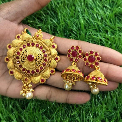 Flower Design Ruby Stone Pendant