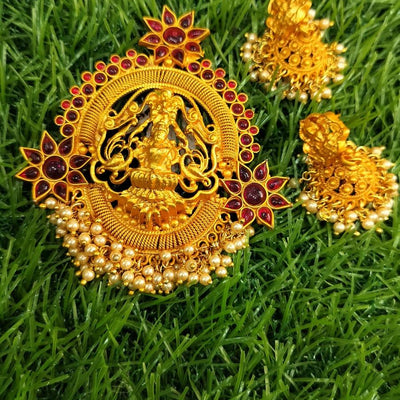 Lord Lakshmi Pendant Set With Beads