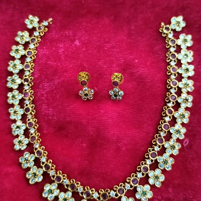 Ruby Stone Floral Necklace