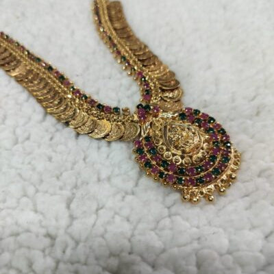 Gold Coin Lakshmi Design Jewellery Set