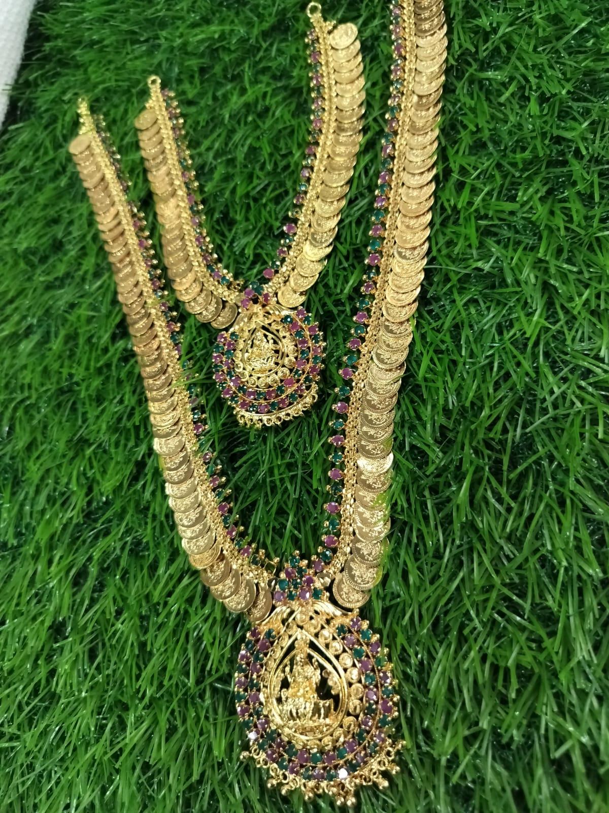 Gold Coin Lakshmi Design Jewellery Set