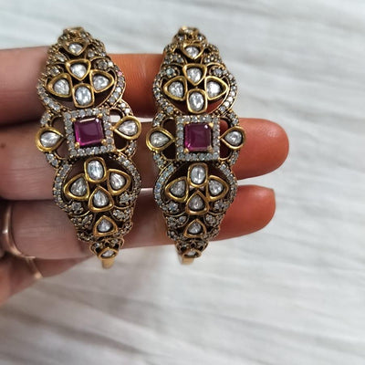 Victorian Mozanite Stone Bangle-Red