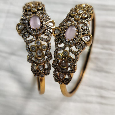 Victorian Moissanite Pink Stone Bangle