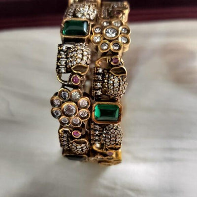 Green Victorian Diamond Bridal Bangles