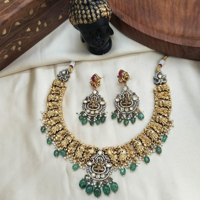 Victorian Ganapathi Necklace – Green Beaded