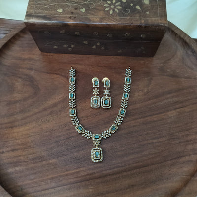 Rectangle Shape American Diamond Necklace