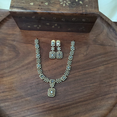 Rectangle Shape American Diamond Necklace