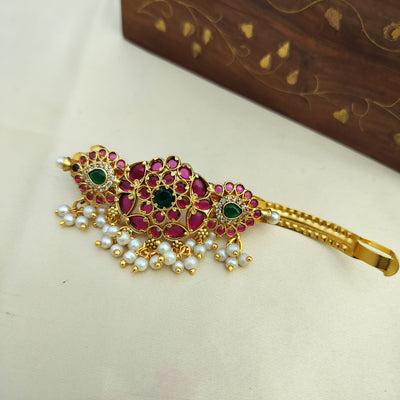 Kempu Antique Pearl Hair Clip