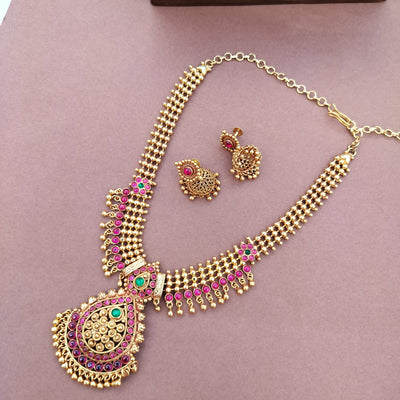 Classic Kempu Necklace Set