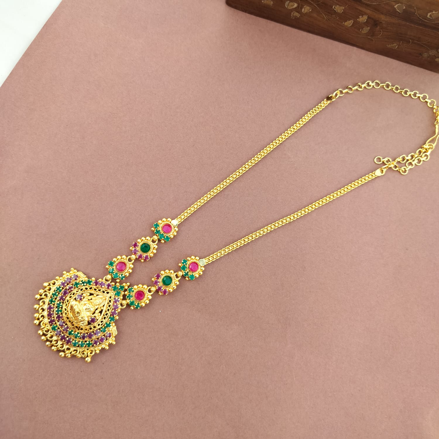 Sowmya Temple Kempu Necklace