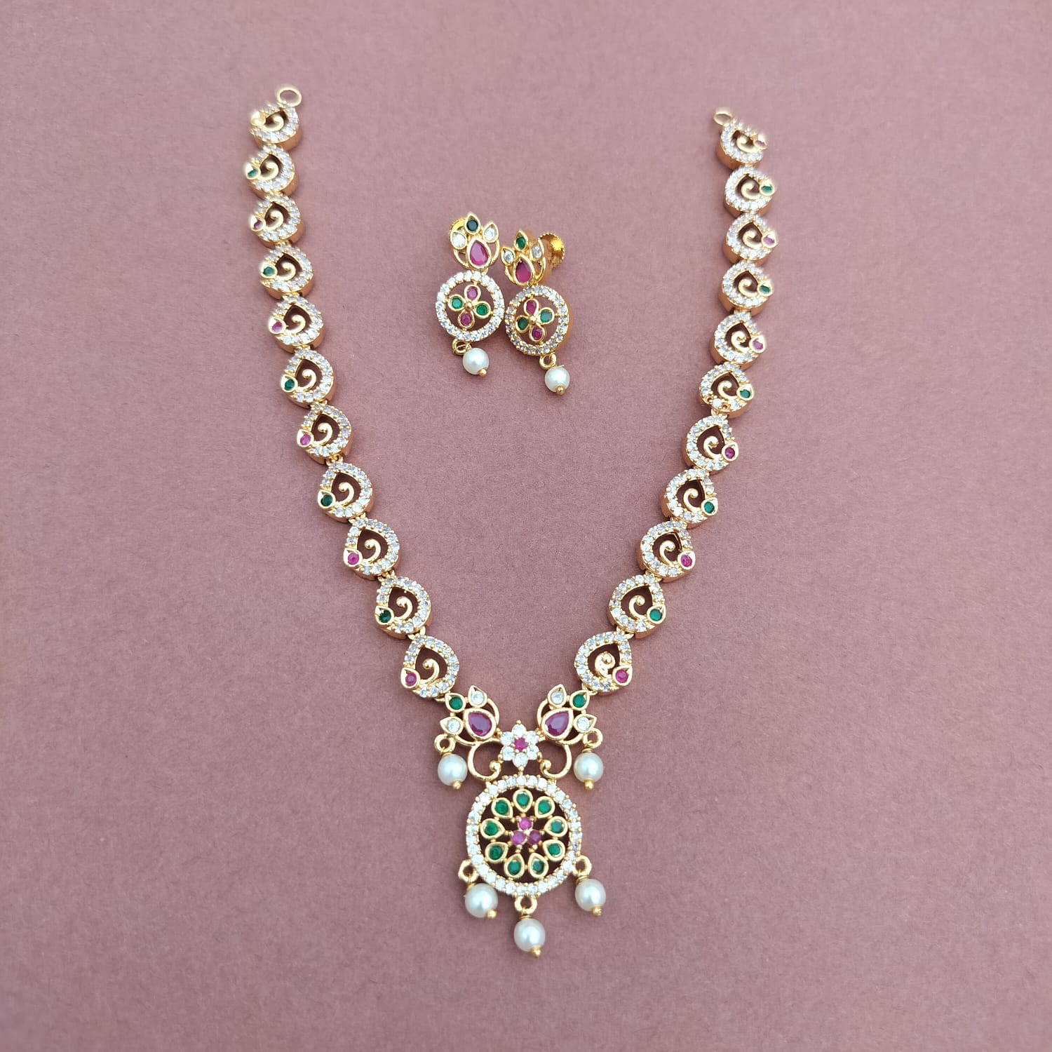 CZ Stone Necklace Set