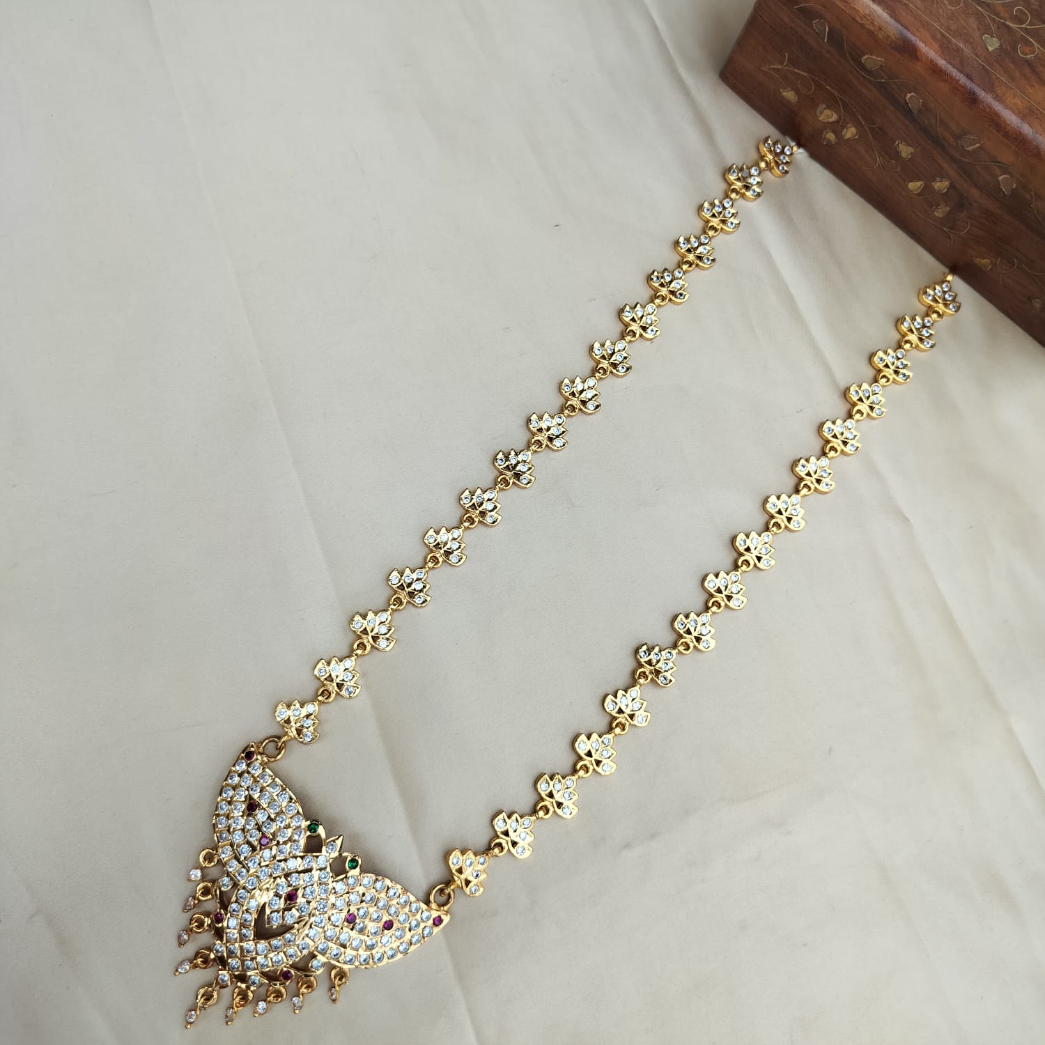 Panchaloha Hara with Stones | Traditional South Indian Necklace Online