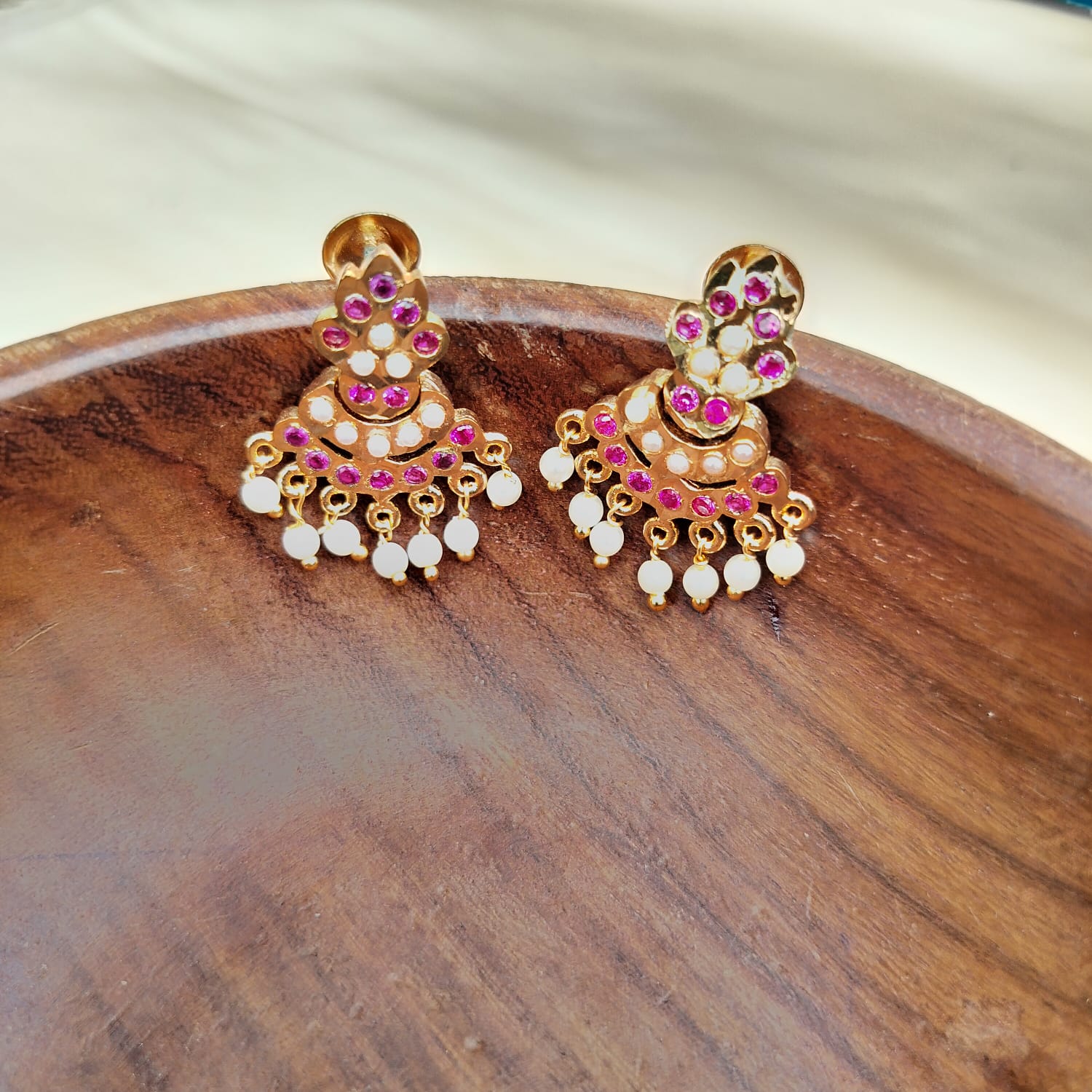 Panchaloha Ruby Pearl Earings 