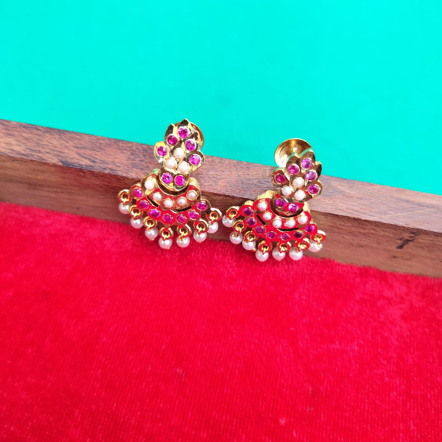 Panchaloha Ruby Pearl Earings 