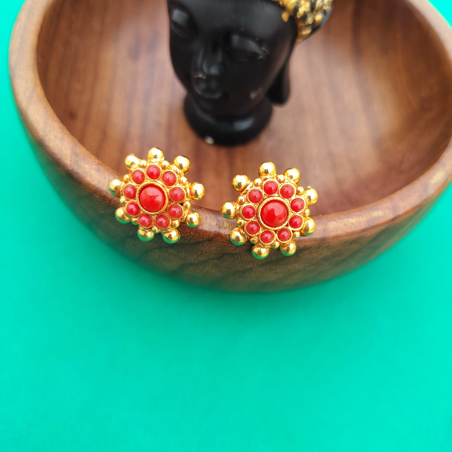 coral panchaloha stud