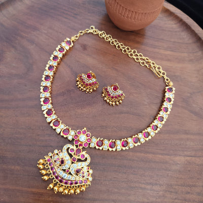 White Ruby - Peacock Panchaloha Necklace
