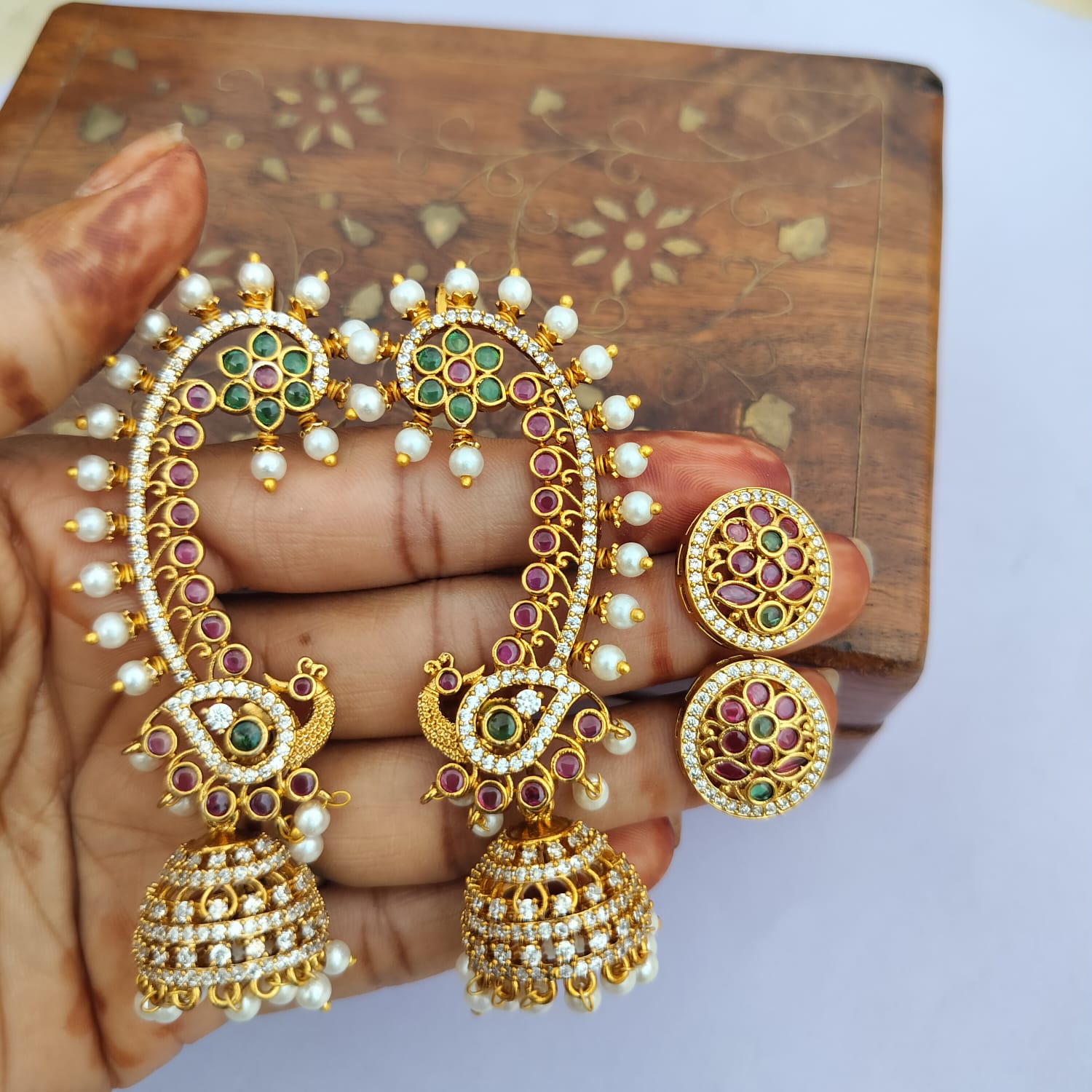 peacock earcuff