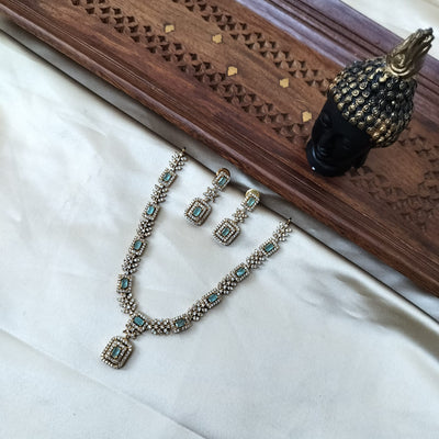 Rectangle Shape American Diamond Necklace