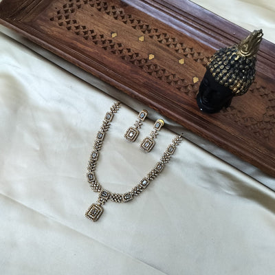 Rectangle Shape American Diamond Necklace