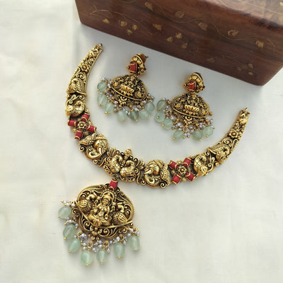 Lakshmi Peacock Coral NeckPiece