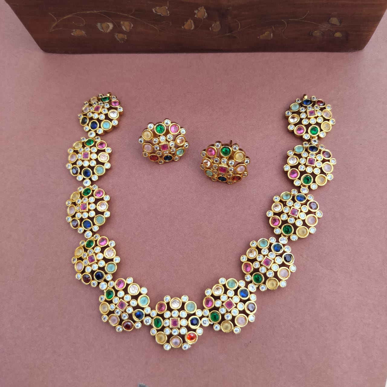 Bhanu- Navratna Neckpiece