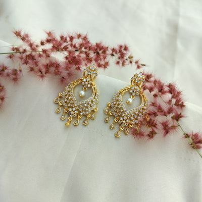 White Stone Chandbali Earrings