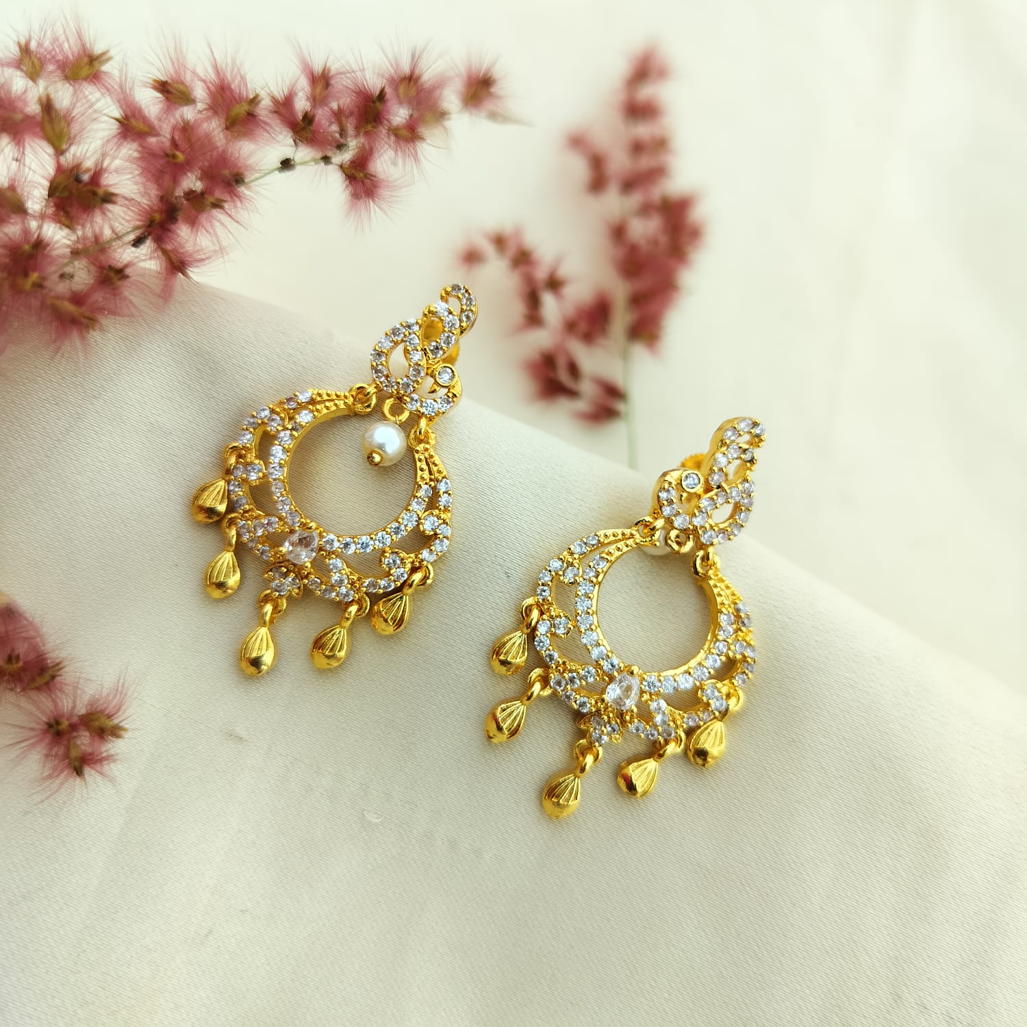 Roopa Peacock Chandballi Earrings