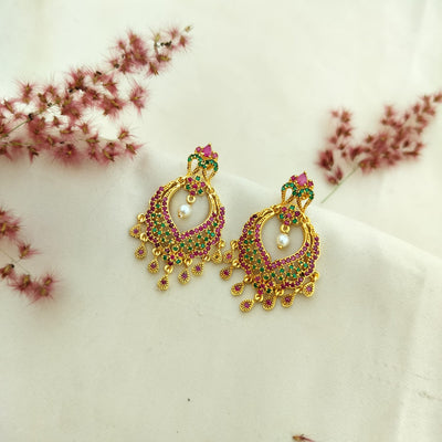White Stone Chandbali Earrings