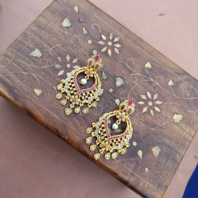White Stone Chandbali Earrings