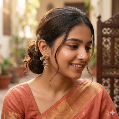 Kempu Peacock Bridal Earing
