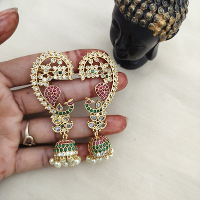 Peacock - Jumka with Ear cuff
