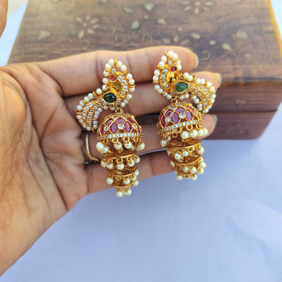 Kempu Peacock Bridal Earing